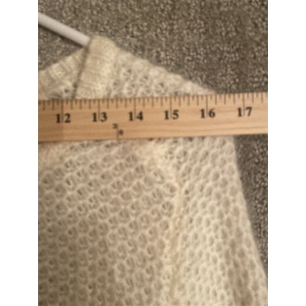 Pull Over Sweater Open Double Knit Round Neck Cream Womens Medium - Picture 4 of 6